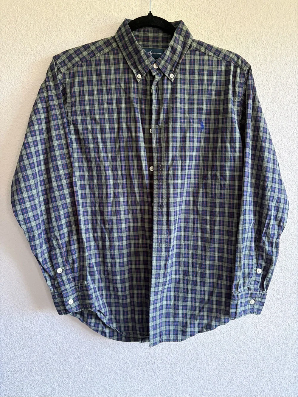 Ralph Lauren Kids Blue & Green Plaid Button-Down Shirt
